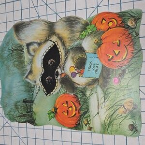 Vintage Halloween Die Cut Decoration Raccoon Jack-O-Lantern 14.5" Double Sided